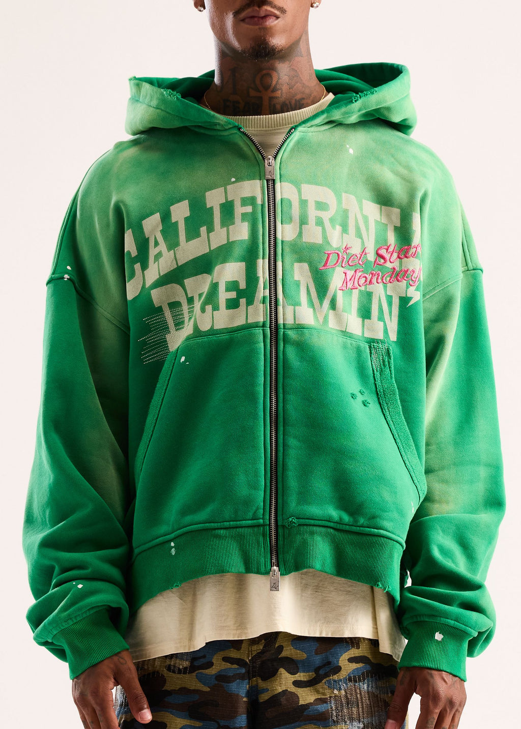 Diet Starts Monday California Dreamin Full Zip Hoodie Green