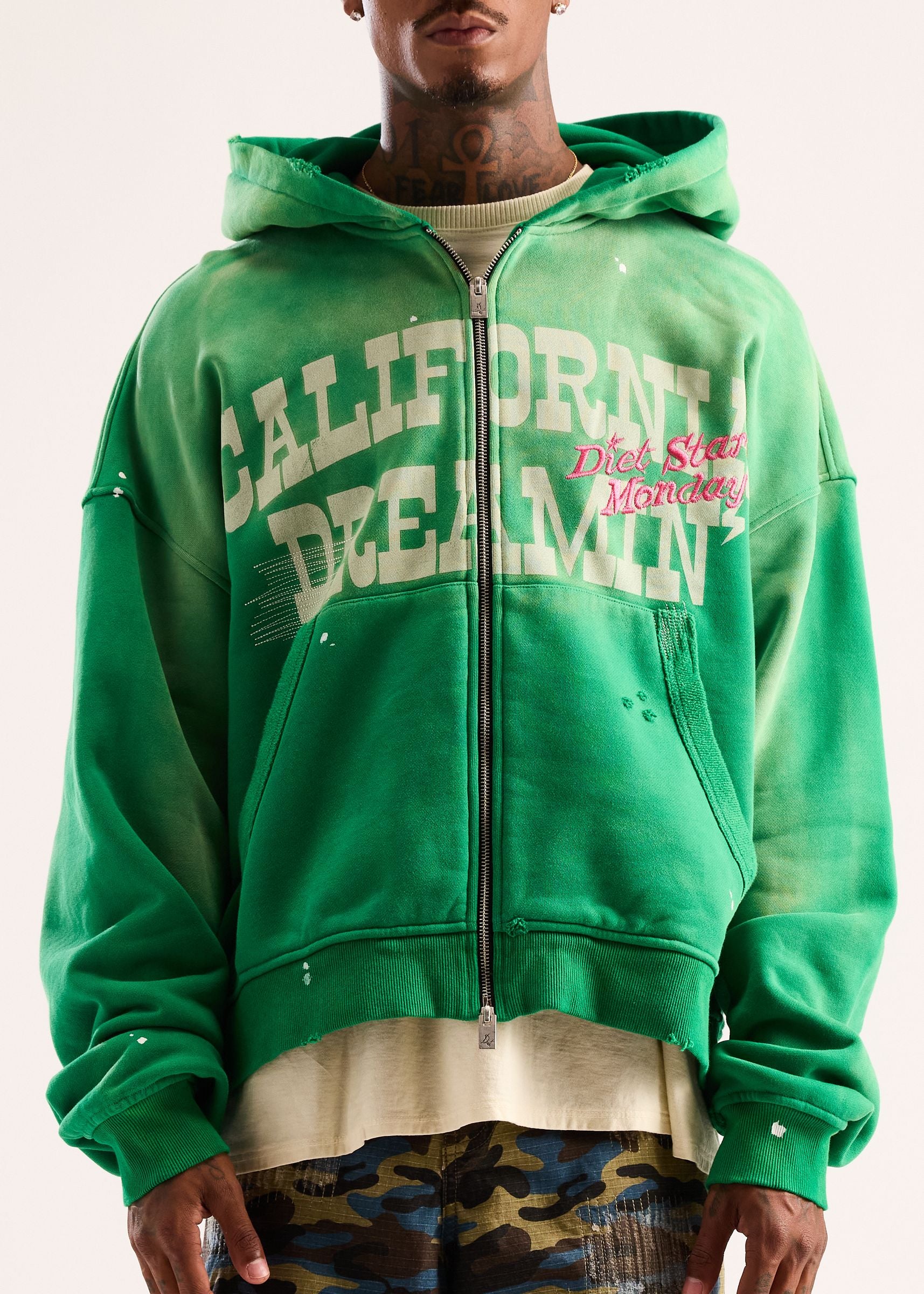 Diet Starts Monday California Dreamin Full Zip Hoodie Green