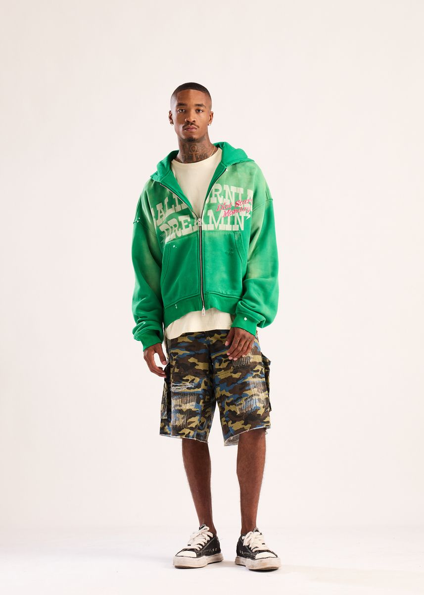 Diet Starts Monday California Dreamin Full Zip Hoodie Green