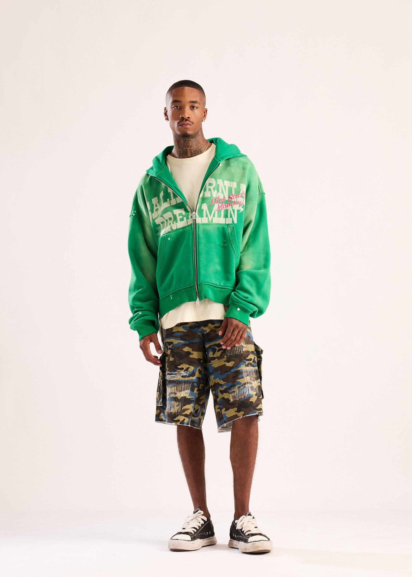 Diet Starts Monday California Dreamin Full Zip Hoodie Green