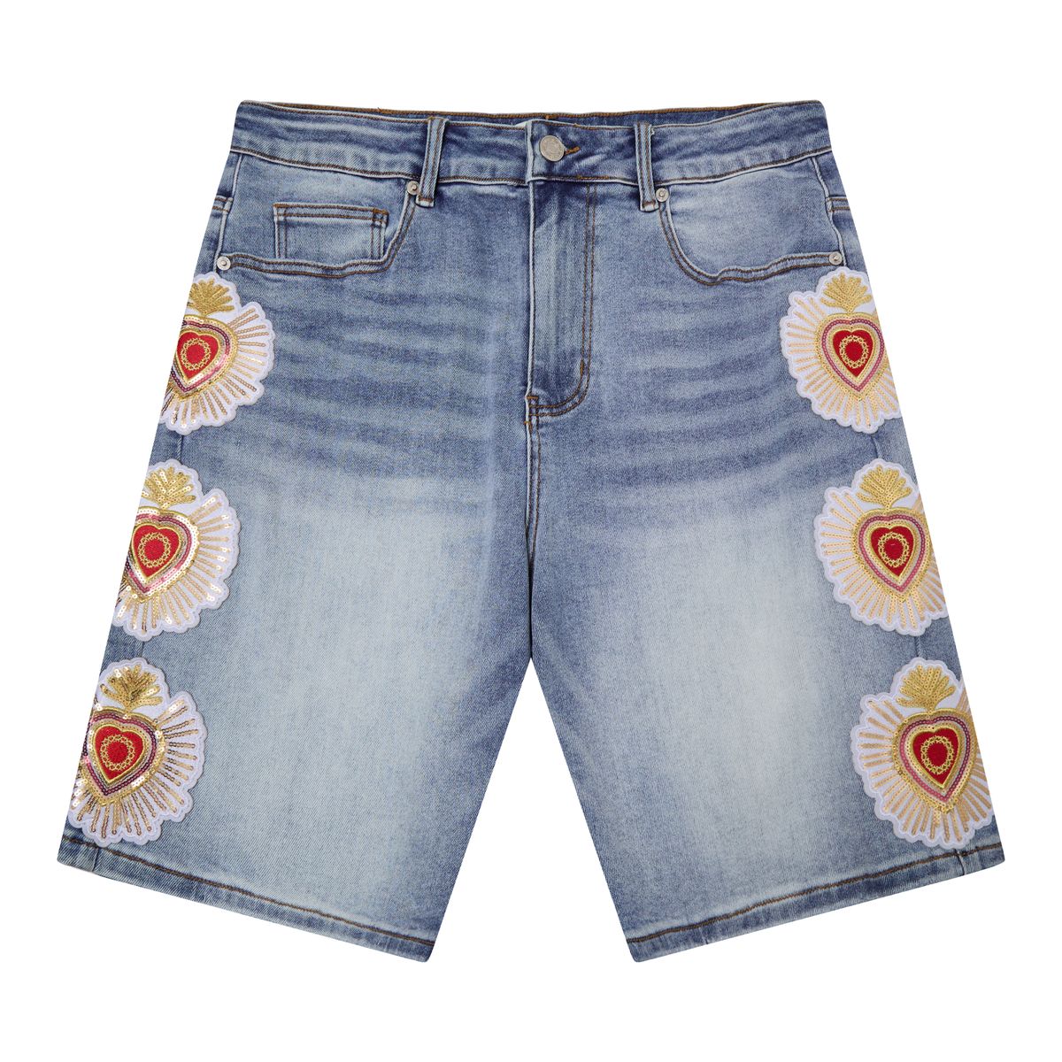 ALMOST SOMEDAY Sacred Heart Denim Shorts
