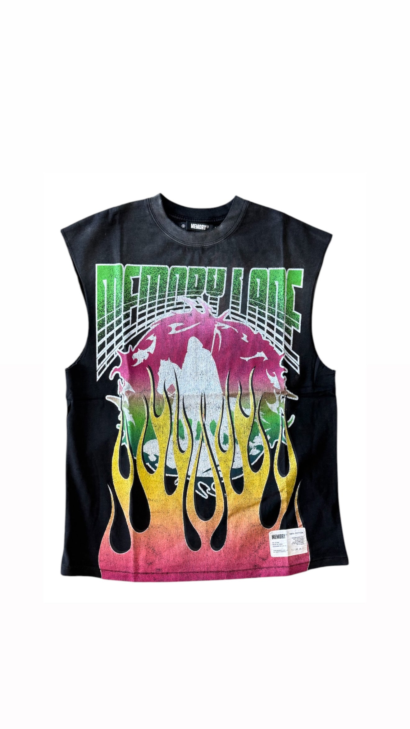 MEMORY LANE Global Fire Sleeveless Tee Vintage Black