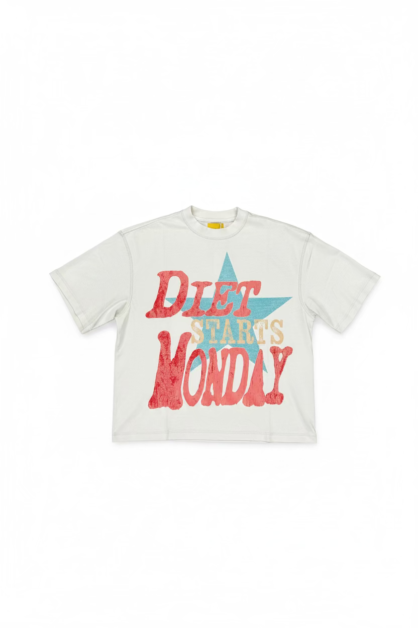 DIET STARTS MONDAY Jumbo Star Tee White