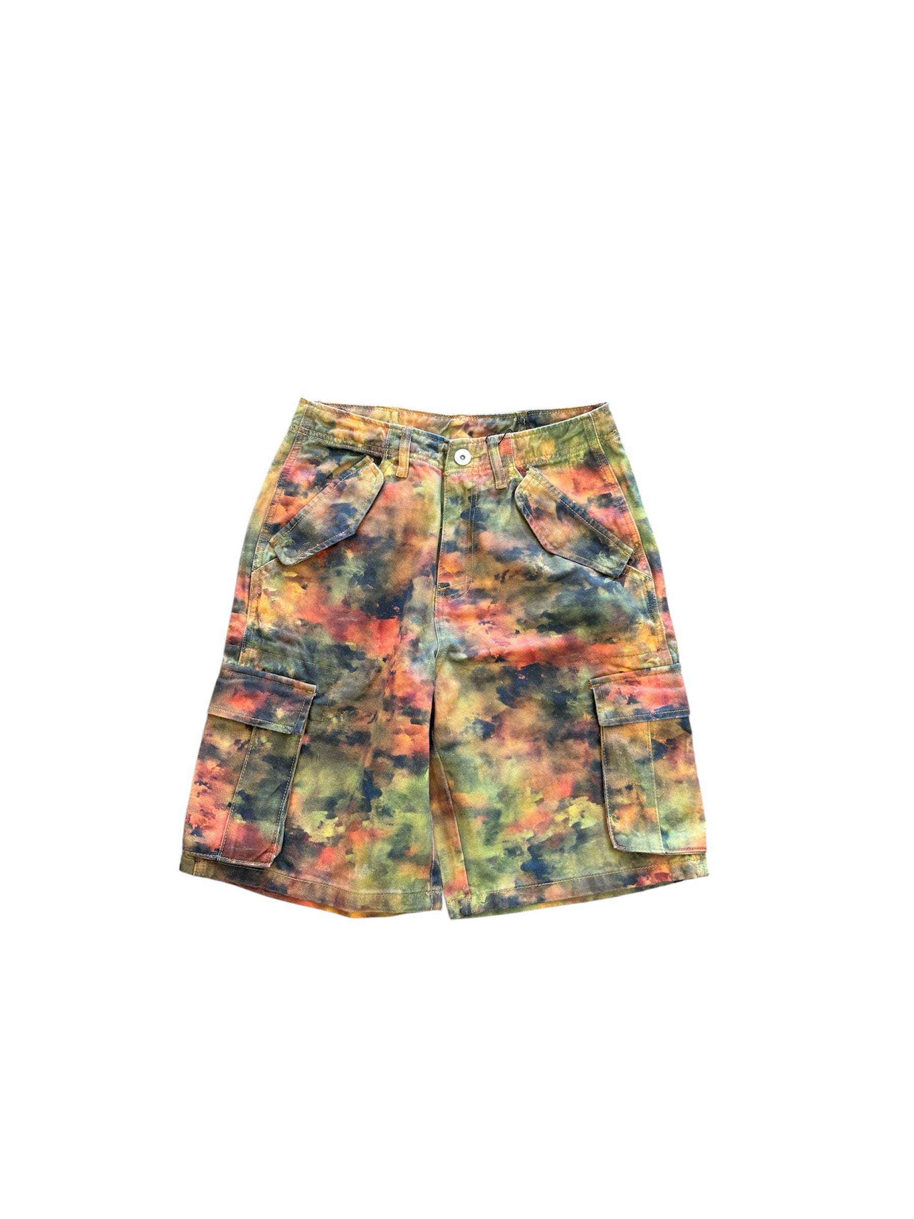 MEMORY LANE Graffiti Camo Cargo Shorts Olive