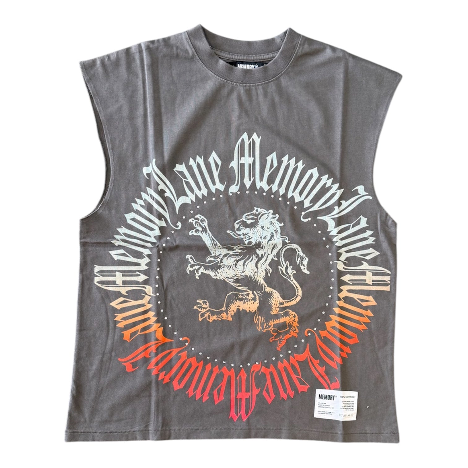 MEMORY LANE Lion Heart Sleeveless Tee Vintage Charcoal