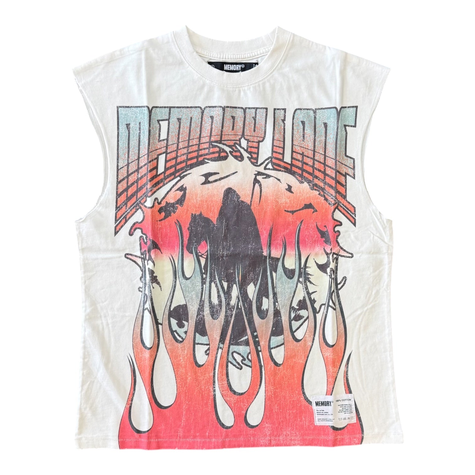 MEMORY LANE Global Fire Sleeveless Tee Antique White