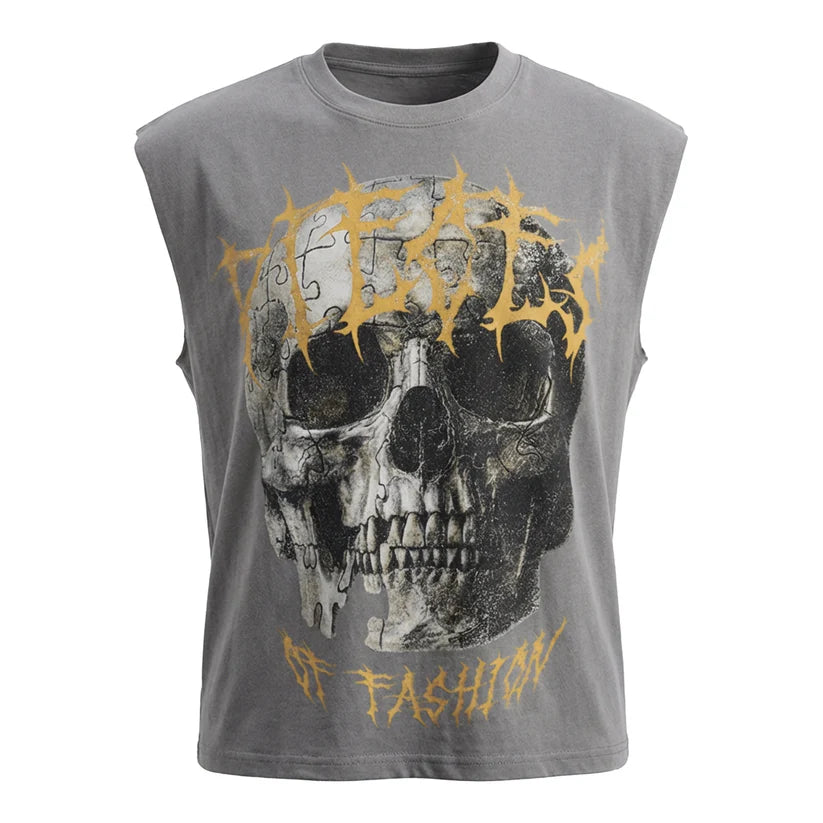 PIECES OF FASHION Skull Tank Grey