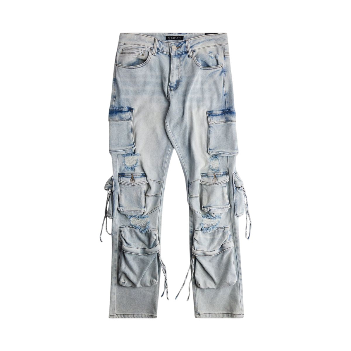 EMBELLISH Squadron Slim Straight Cargo Denim Light Wash