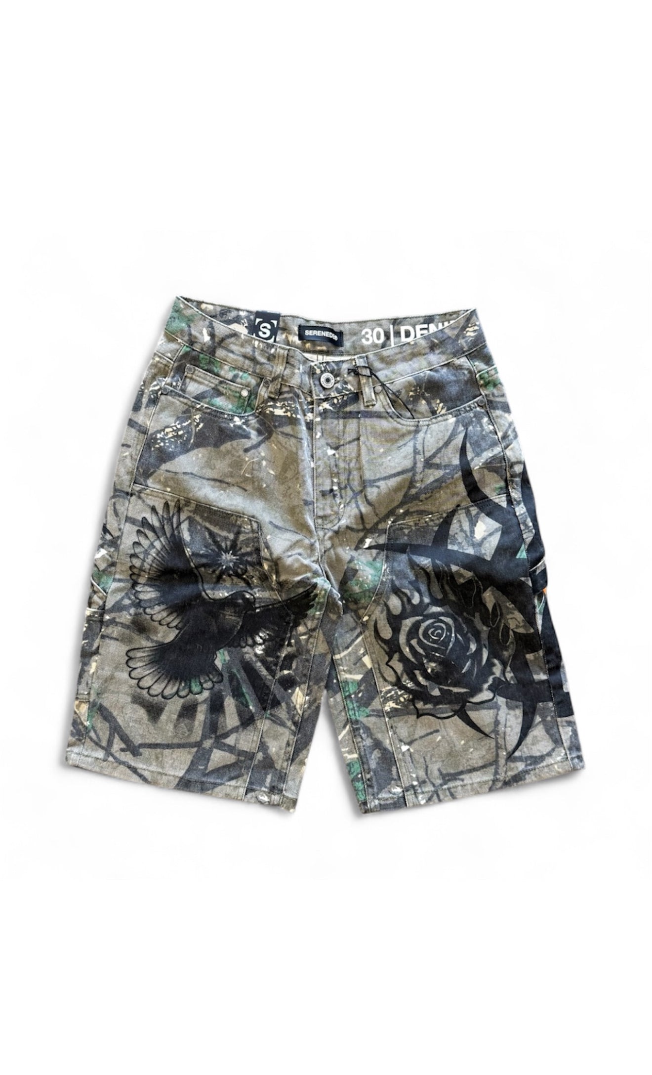 SERENEDE Paradi$e Denim Shorts