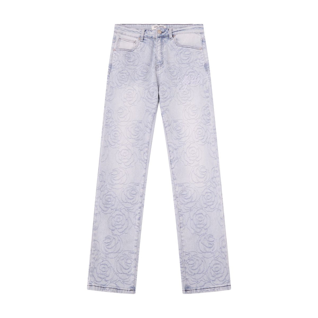 ALMOST SOMEDAY Rosette Embroidered Jeans