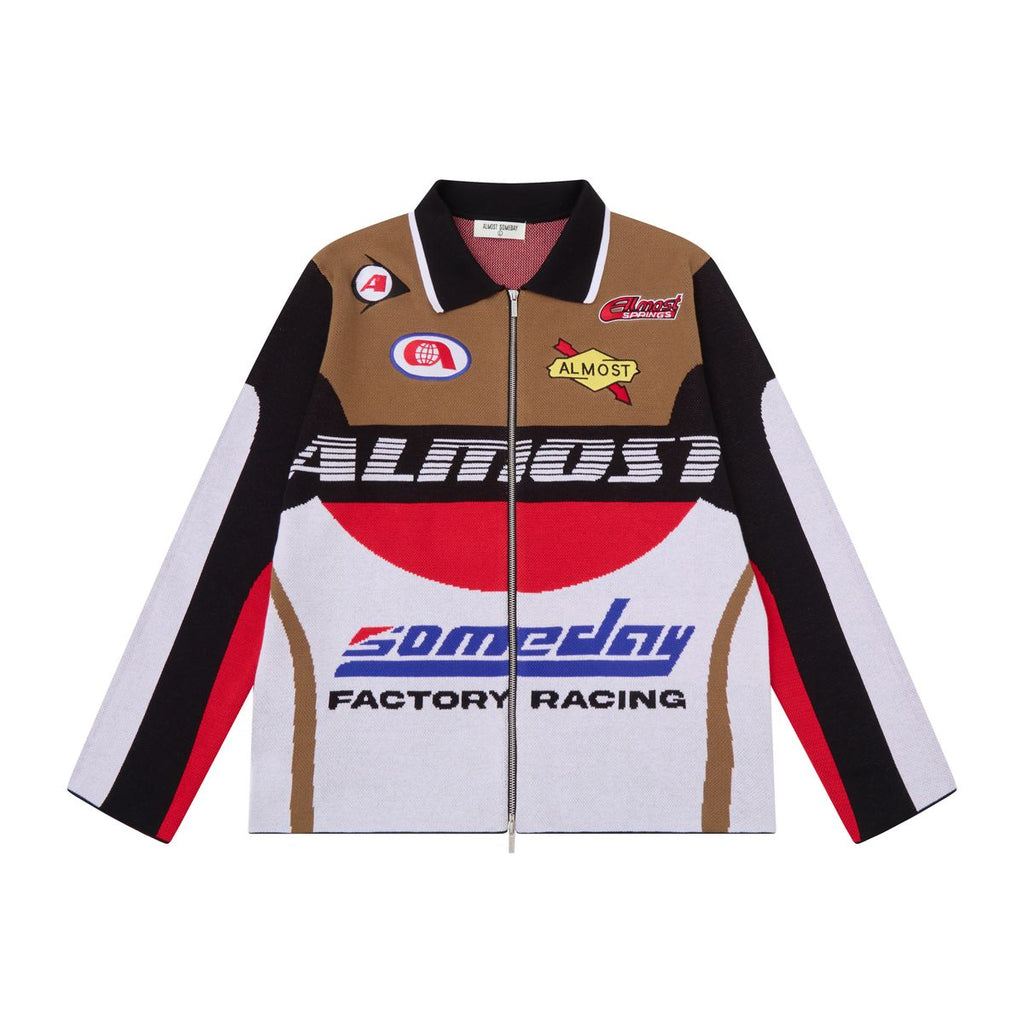 ALMOST SOMEDAY Moto Knit Jacket Red