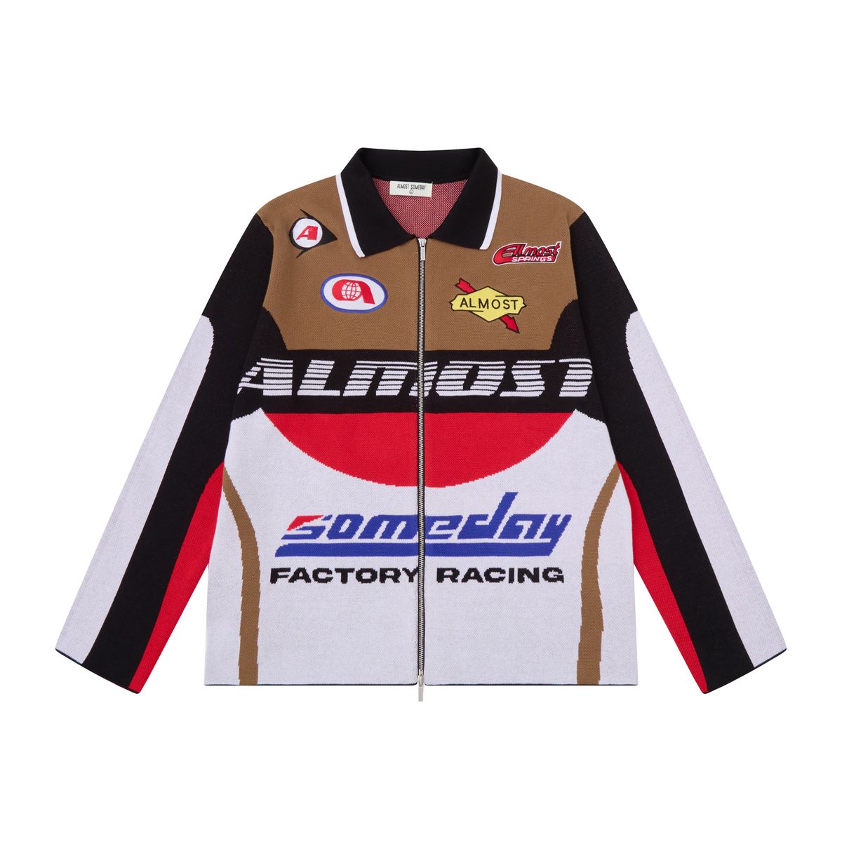 ALMOST SOMEDAY Moto Knit Jacket Red