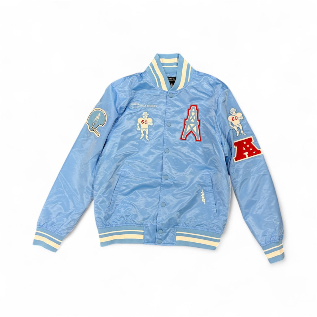 PROMAX HOUSTON OILERS RETRO CLASSIC RIB SATIN JACKET, UNIVERSITY BLUE