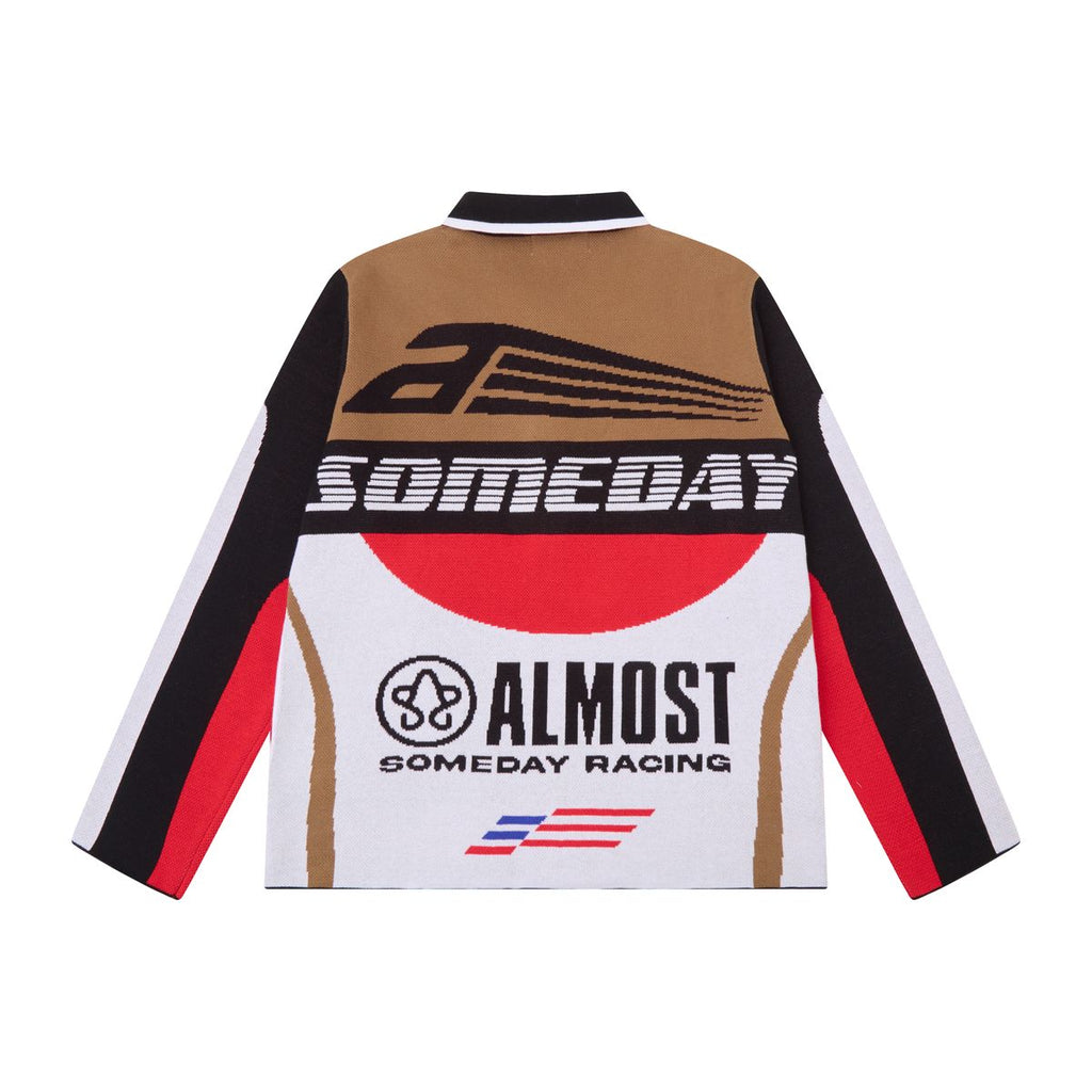 ALMOST SOMEDAY Moto Knit Jacket Red